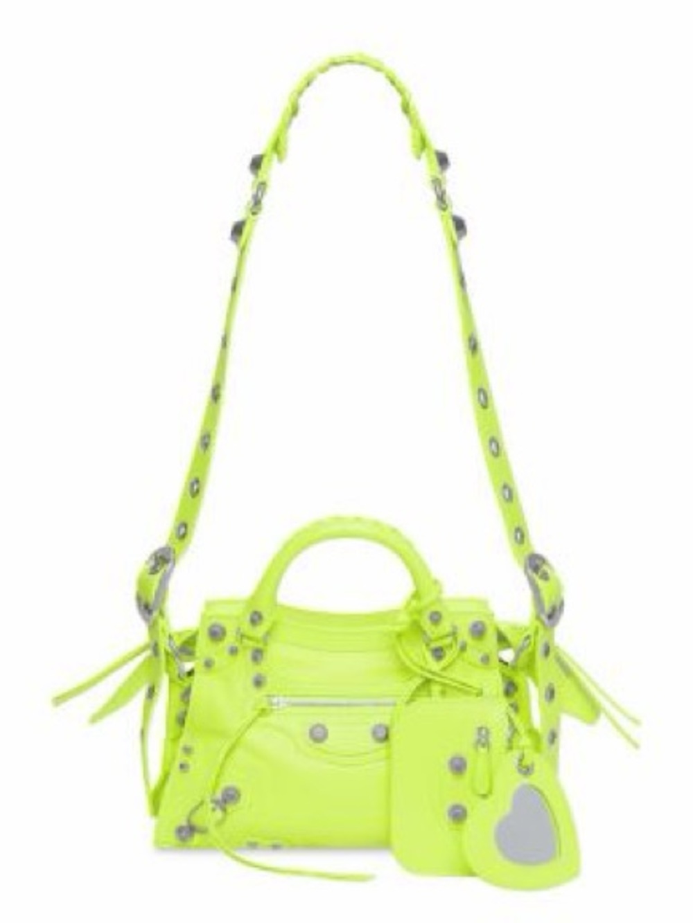🎉 SOLD 🎉  BALENCIAGA Neo Cagole City XS – Fluo Neon Yellow Heart Rare - Picture 12 of 16